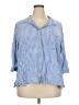 Per Se Checkered-gingham Blue 3/4 Sleeve Button-Down Shirt Size 2X - photo 1