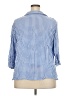 Per Se Checkered-gingham Blue 3/4 Sleeve Button-Down Shirt Size 2X - photo 2