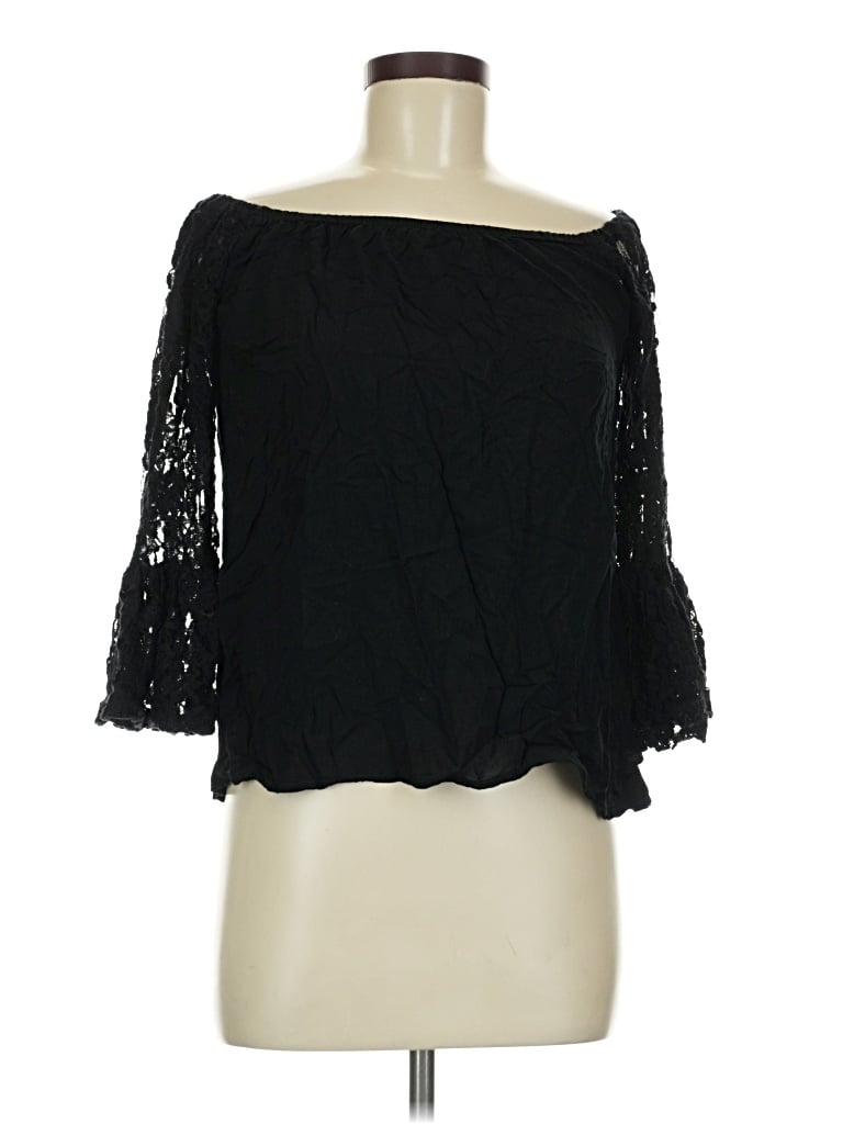 Pre-owned Assorted Brands 3/4 Sleeve T-shirt In Black