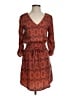 Peppermint 100% Polyester Print Orange Casual Dress Size S - photo 1