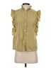 Samsoe Samsoe 100% Cotton Yellow Tan Sleeveless Button-Down Shirt Size S - photo 1