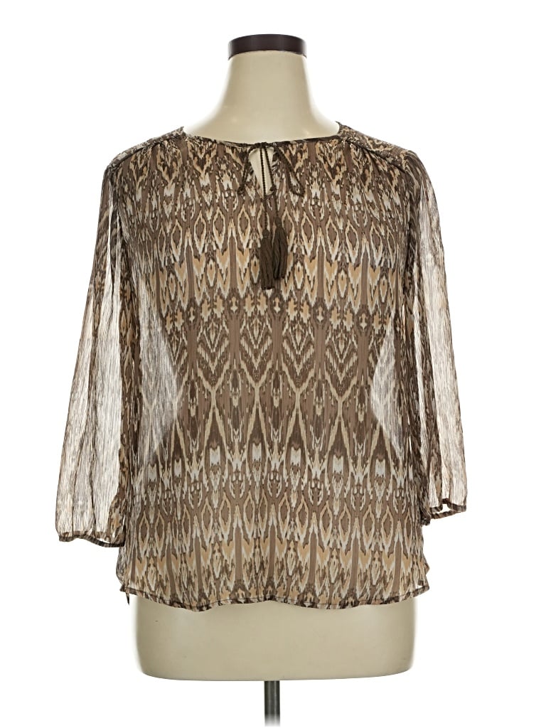 Pre-owned St. John's Bay 3/4 Sleeve Blouse In Brown