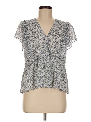 Madewell Georgette Ruffle-Sleeve Peplum Top in Americana Floral (view 1)