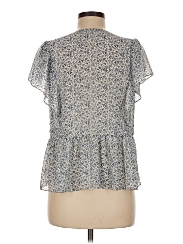 Madewell Georgette Ruffle-Sleeve Peplum Top in Americana Floral (view 2)