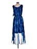 MSK 100% Polyester Tie-dye Blue Cocktail Dress Size 12 - photo 2