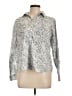 Aventura 100% Cotton Print Silver Long Sleeve Blouse Size L - photo 1