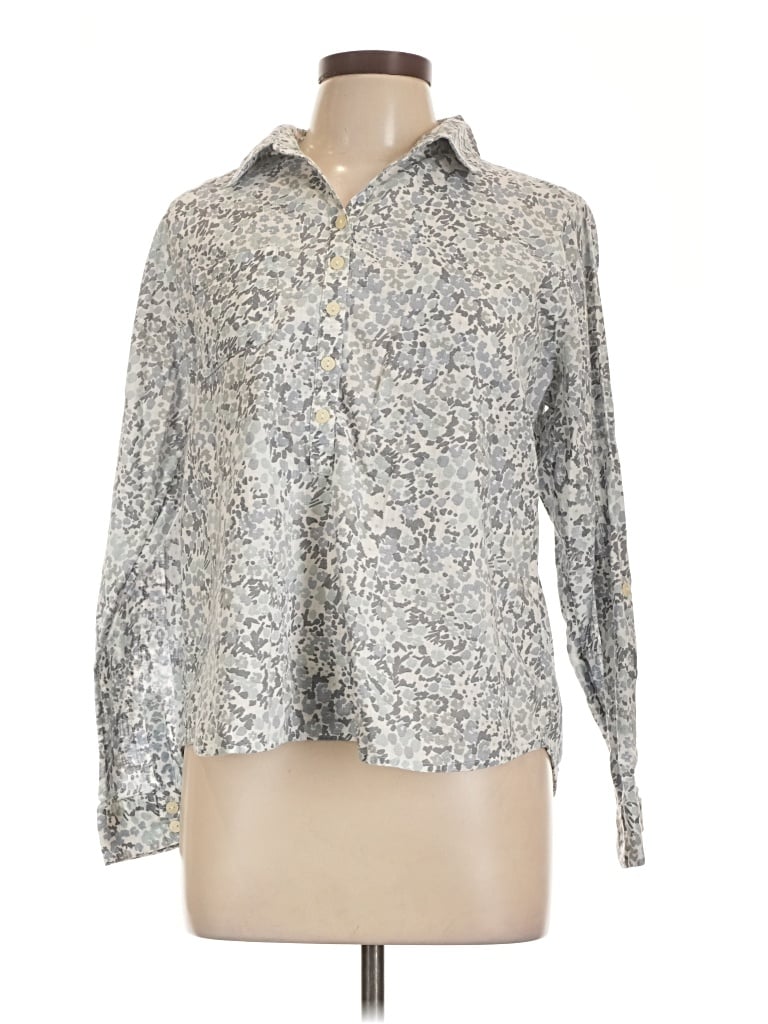 Pre-owned Aventura Long Sleeve Blouse In Silver