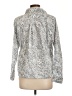 Aventura 100% Cotton Print Silver Long Sleeve Blouse Size L - photo 2