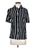 H&M 100% Viscose Stripes Black Short Sleeve Button-Down Shirt Size XS - photo 1