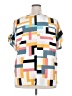 Shein Curve 100% Polyester Color Block Teal Short Sleeve Blouse Size 20 Plus (4) - photo 2