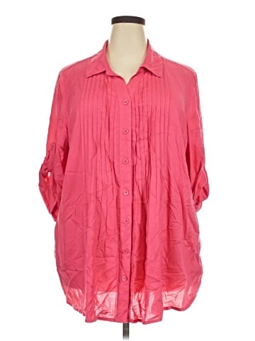 Woman Within 3/4 Sleeve Button-Down Shirt (view 1)