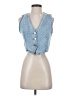 Zara Blue Sleeveless Button-Down Shirt Size S - photo 1