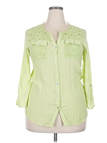 NY Collection 3/4 Sleeve Button-Down Shirt (view 1)