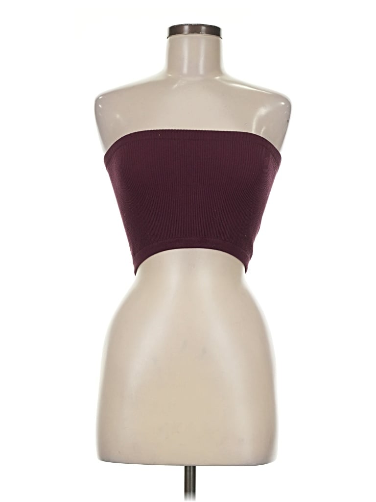 Pre-owned Cotton On Tube Top Burgundy Strapless Neckline Tops