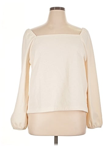 Madewell Plus Crepe Square-Neck Puff-Sleeve Top (view 1)