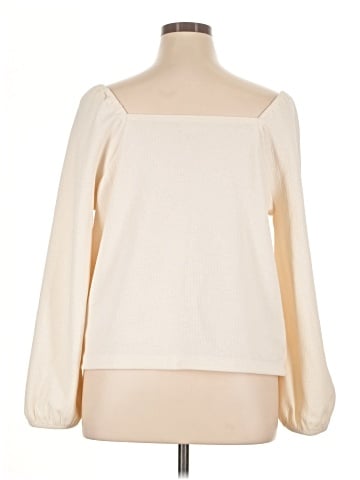 Madewell Plus Crepe Square-Neck Puff-Sleeve Top (view 2)