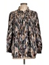 BeachLunchLounge Print Brown Long Sleeve Blouse Size L - photo 1