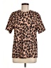 Shein Animal Print Brown Short Sleeve Blouse Size 6 - photo 1