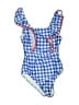 Cat & Jack Checkered-gingham Blue One Piece Swimsuit Size 6 - 7 - photo 1