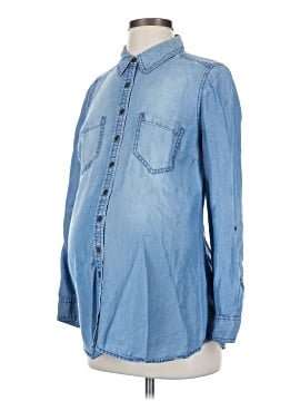 Led Luxe Essentials Denim Long Sleeve Button Down Shirt