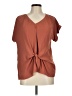 Blue Rain 100% Polyester Brown Short Sleeve Blouse Size M - photo 1