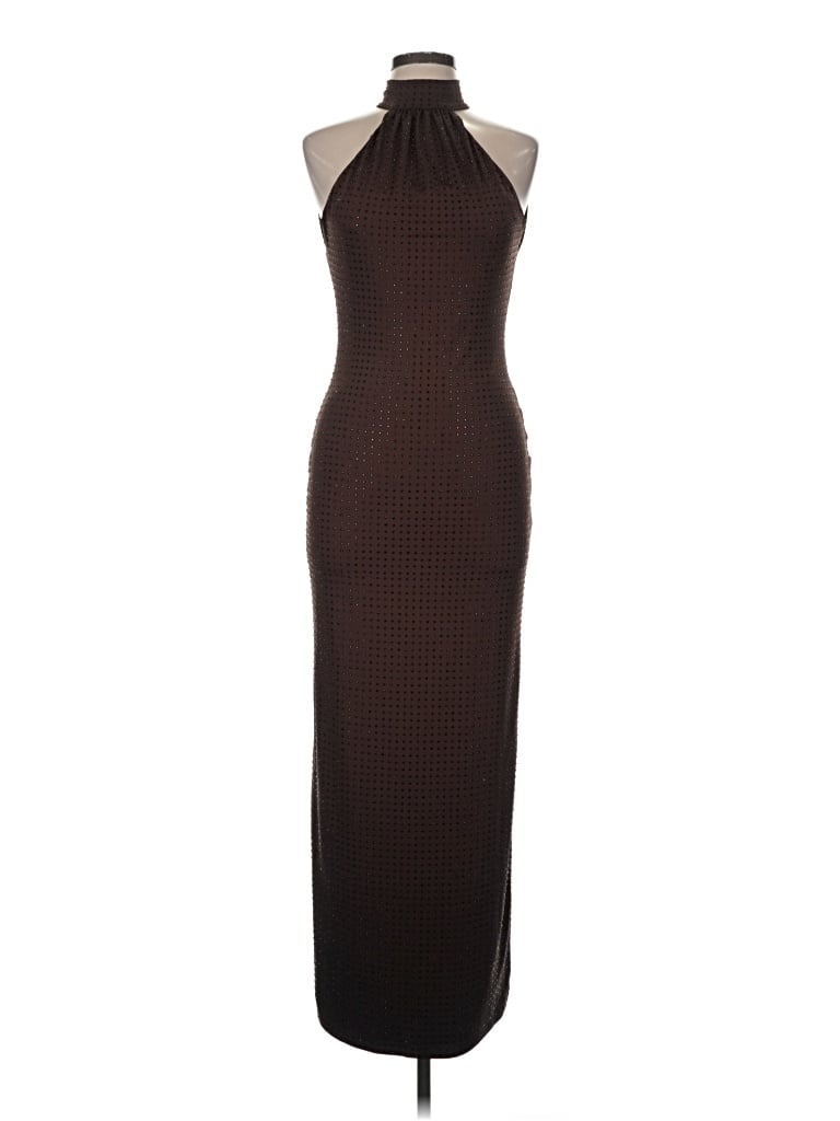 Pre-owned Prettylittlething Cocktail Dress In Brown