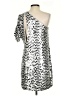 ABS Allen Schwartz 100% Polyester Graphic Silver Cocktail Dress Size 4 - photo 2