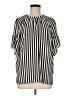 Ann Taylor LOFT 100% Polyester Stripes Black Short Sleeve Blouse Size M - photo 1