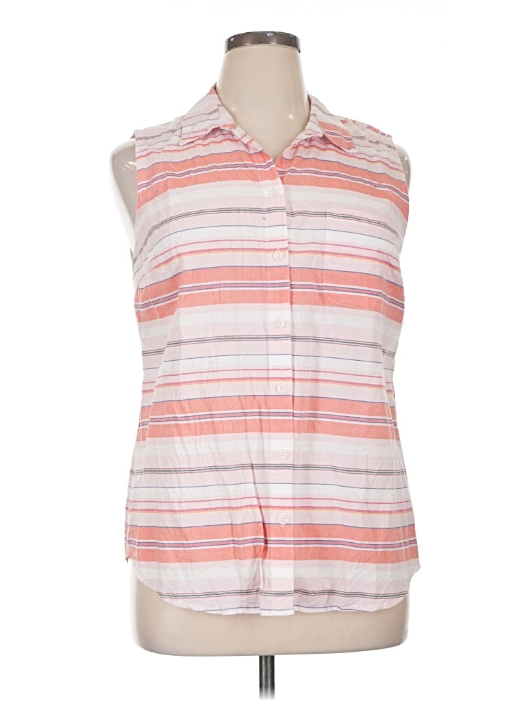 Pre-owned Croft & Barrow Sleeveless Button Down Shirt In Pink