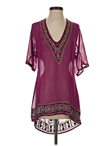 Scoop Short Sleeve Silk Top (view 1)
