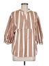 Unbranded 100% Polyester Stripes Tan 3/4 Sleeve Blouse Size M - photo 1