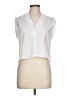 Aqua White Sleeveless Button-Down Shirt Size L - photo 1