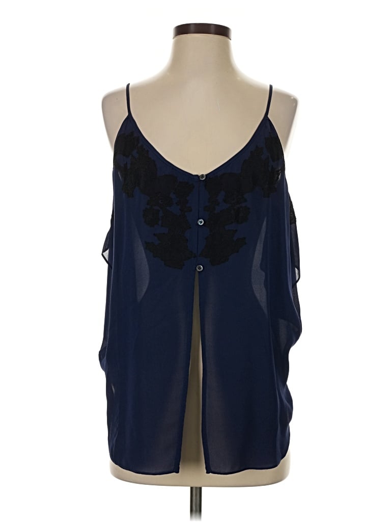Pre-owned Haute Hippie Sleeveless Silk Top Blue Halter Neckline Tops