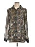CAbi Print Silver Long Sleeve Button-Down Shirt Size L - photo 1