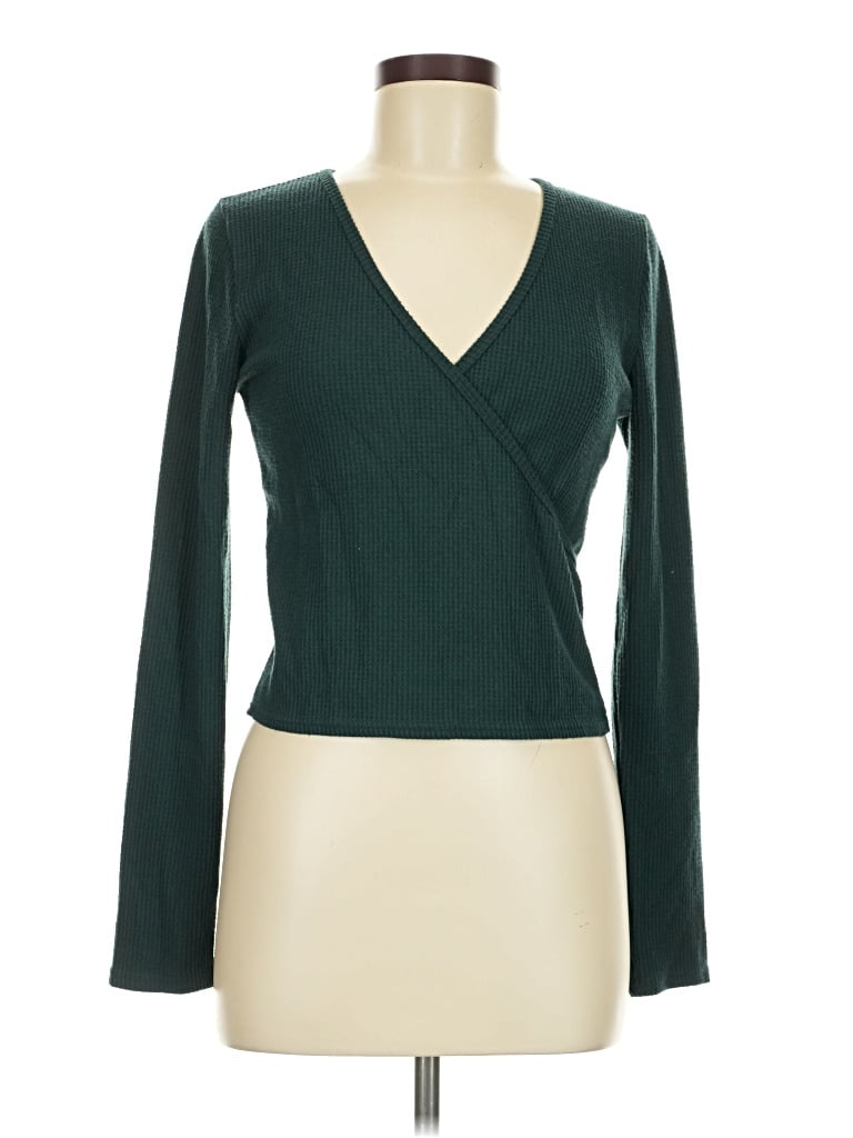 Pre-owned Aerie Long Sleeve T-shirt In Green