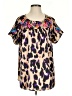 See and Be Seen 100% Polyester Animal Print Purple Brown Short Sleeve Blouse Size S - photo 1