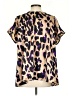 See and Be Seen 100% Polyester Animal Print Purple Brown Short Sleeve Blouse Size S - photo 2