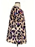 See and Be Seen 100% Polyester Animal Print Purple Brown Short Sleeve Blouse Size S - photo 4