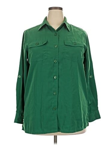 Roaman's 3/4 Sleeve Button-Down Shirt (view 1)