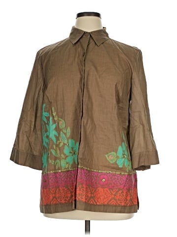 clothes 3/4 Sleeve Button-Down Shirt (view 1)