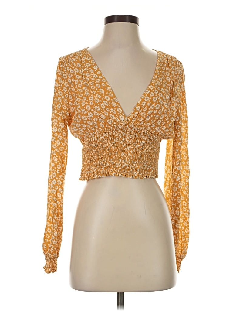 Pre-owned Wild Honey Long Sleeve Blouse In Gold