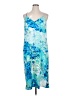 Connected Apparel 100% Polyester Print Blue Casual Dress Size 14 - photo 1