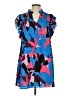 Crosby 100% Polyester Print Blue Short Sleeve Blouse Size XS - photo 1