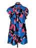 Crosby 100% Polyester Print Blue Short Sleeve Blouse Size XS - photo 2
