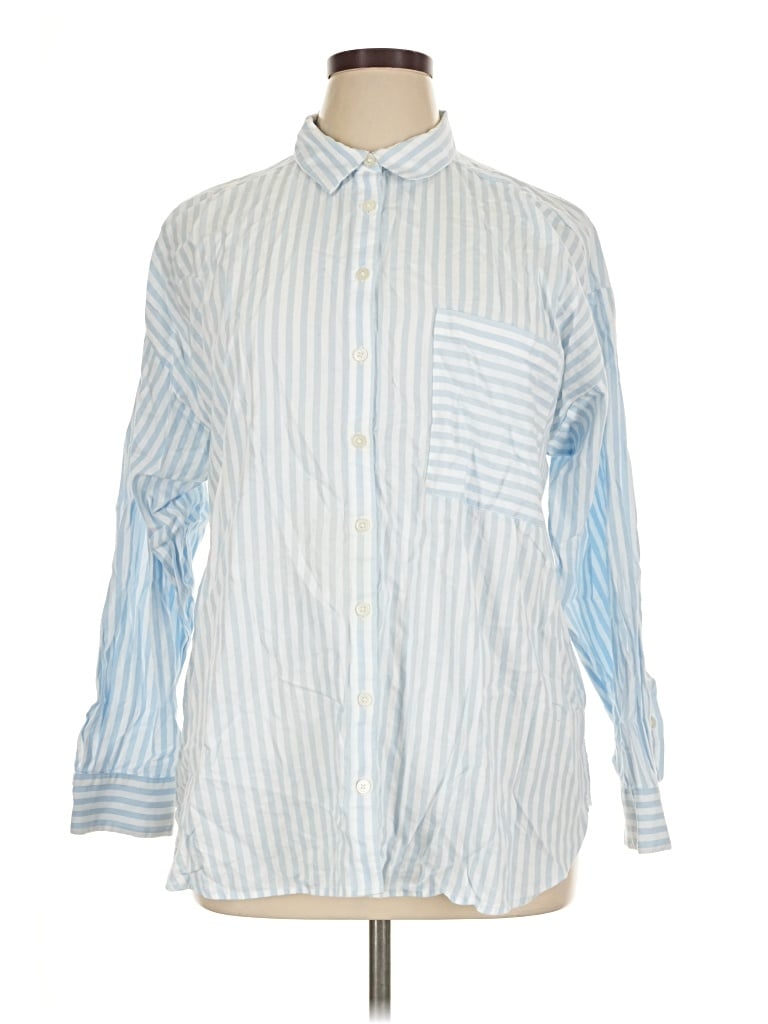 Pre-owned Ann Taylor Loft Long Sleeve Button Down Shirt In Blue