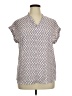 Pleione 100% Polyester Print White Short Sleeve Blouse Size L - photo 1