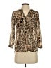Bongo Animal Print Brown 3/4 Sleeve Blouse Size S - photo 1