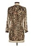 Bongo Animal Print Brown 3/4 Sleeve Blouse Size S - photo 2