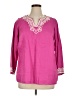 Talbots 100% Linen Pink Long Sleeve Blouse Size 1X Petite - photo 1