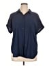 Notations Solid Blue Short Sleeve Blouse Size 1X - photo 1